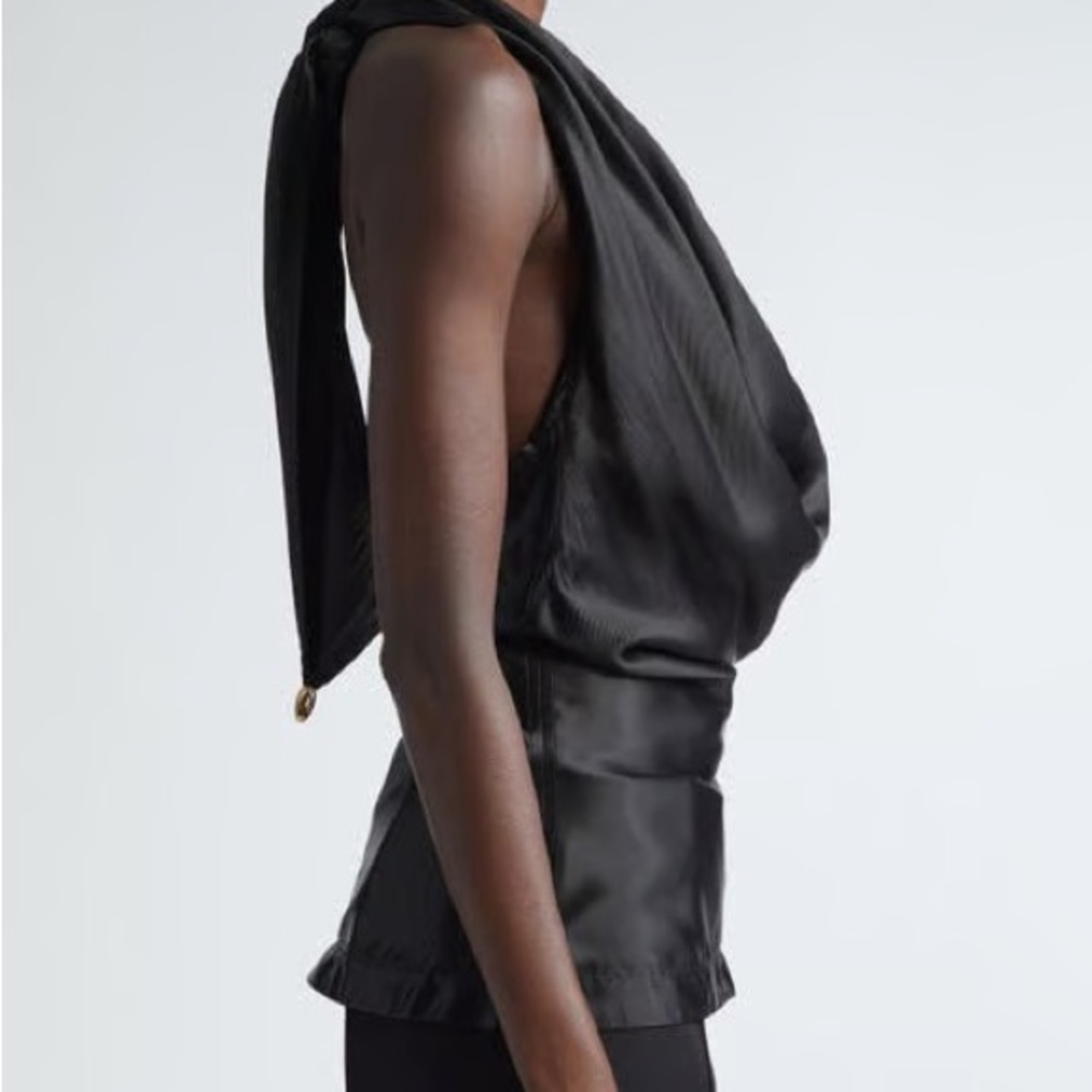 Sleek Black Halter Top with gold accents - Picture 5 of 7